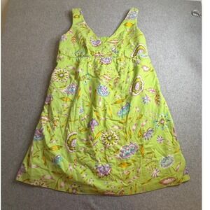 A Pea in the Pod Maternity Dress Medium Lime Green Floral Paisley Empire Waist
